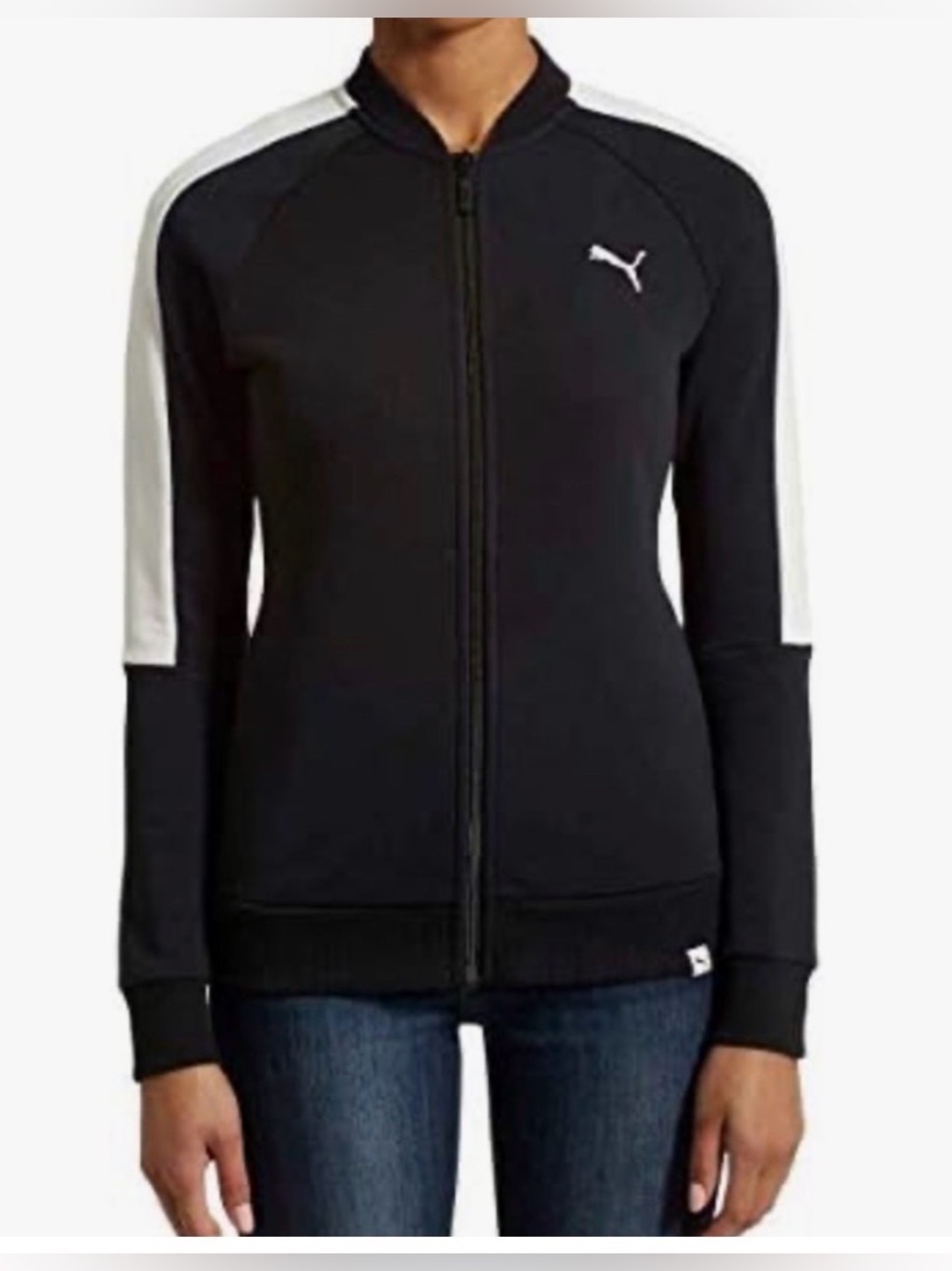 PUMA Women’s Full Zip Track Jacket XL Black White Retro T7 Athletic